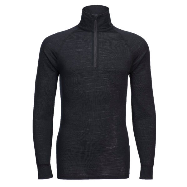 Merino Wool 1/4 Zip Base layer Top Black PW27