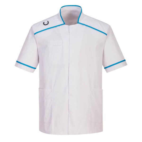 Men's Medical Tunic White/Aqua PW124