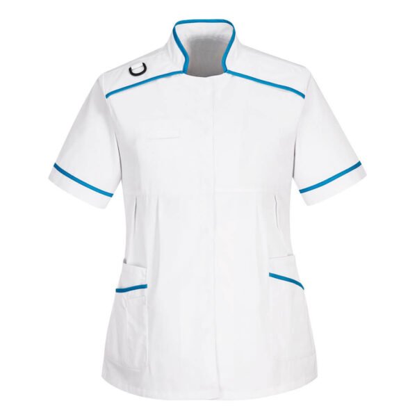 Medical Maternity Tunic White/Aqua PW123