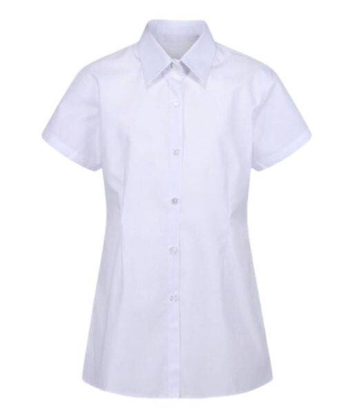 Short Sleeve Slim Fit Easy Iron School Blouses White SU46